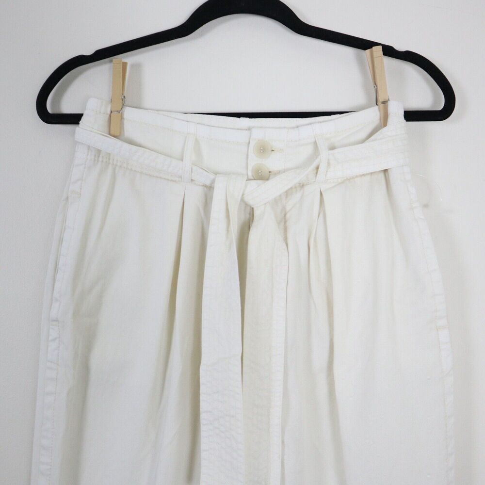 Free People Size 2 High-Waisted ‘90s Peg Pants Ivory Tie Waist Tapered Leg - Picture 3 of 12